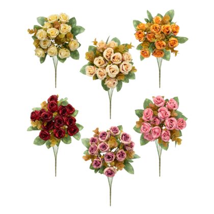 BUQUE ROSA COM EUCALIPTO (6 CORES) - ALT 30 CM (HS207)