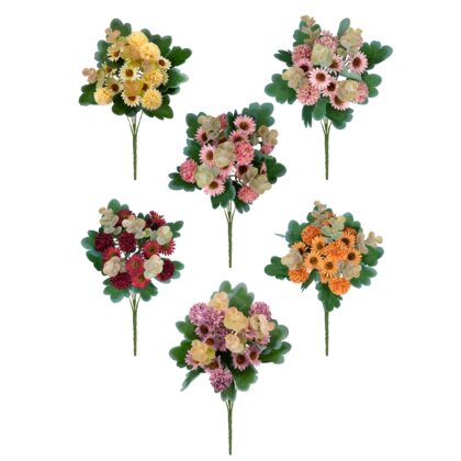 BUQUE MARGARIDA COM CRAVO X12 (6 CORES) - ALT 30 CM (HS209)