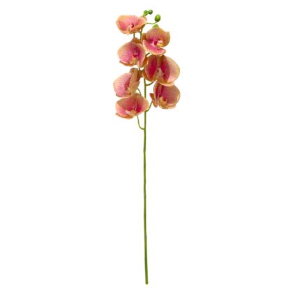 HASTE ORQUIDEA PHALAENOPSIS LARANJA X 7 3D TOQUE REAL - ALT 75 CM (SH388-LAJ)