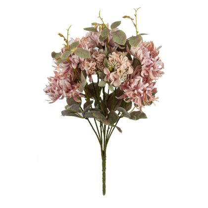 BUQUE CRISANTEMO COM HORTENSIA ROSA PROTECAO UV - ALT 50 CM (SH562-RS)