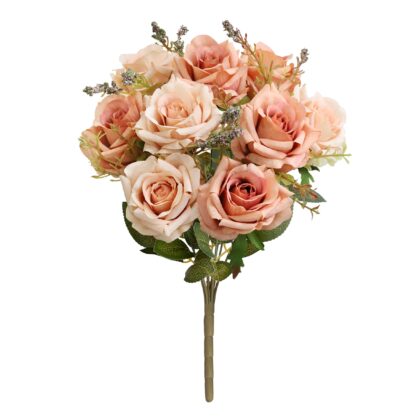 BUQUE ROSA ENVELHECIDA X 9 - ALT 40 CM (SH708-2)