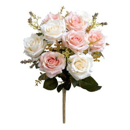 BUQUE ROSA ENVELHECIDA X 9 - ALT 40 CM (SH708-3)