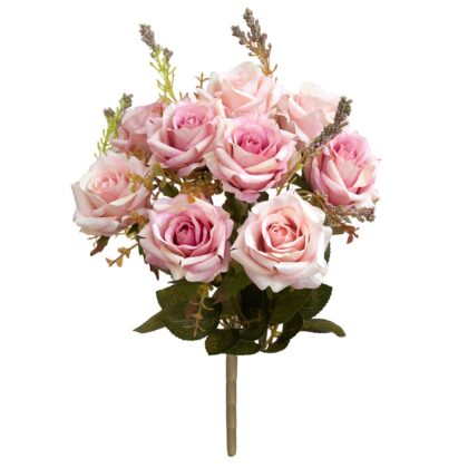 BUQUE ROSA ENVELHECIDA X 9 - ALT 40 CM (SH708-4)