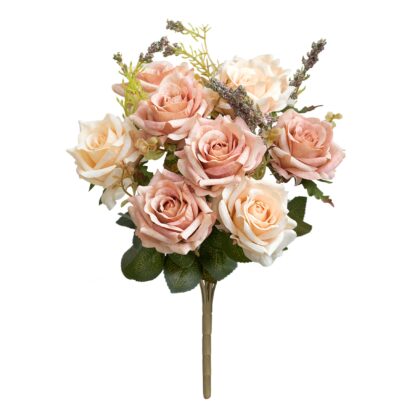 BUQUE ROSA ENVELHECIDA X 9 - ALT 40 CM (SH708-MR)