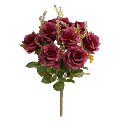 BUQUE ROSA ENVELHECIDA X 9 - ALT 40 CM (SH708-VM)