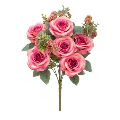 BUQUE ROSA COM BERRY X9 - ALT 45 CM (SH758-4)