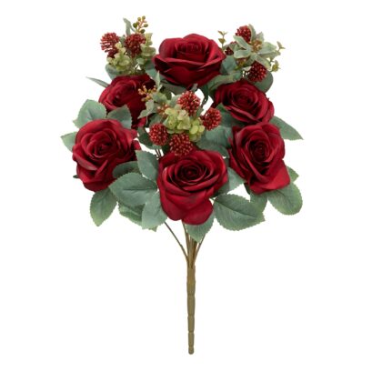 BUQUE ROSA COM BERRY X9 - ALT 45 CM (SH758-5)