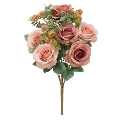 BUQUE ROSA COM BERRY X9 - ALT 45 CM (SH758-7)