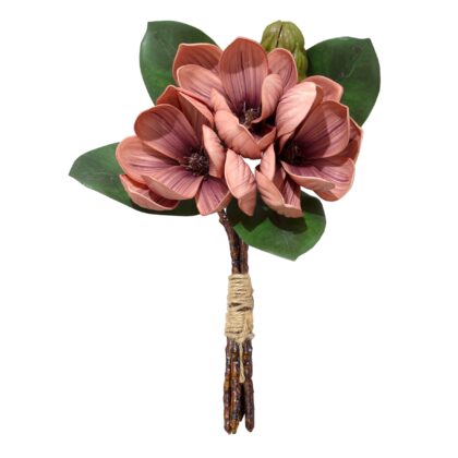 R. MAGNOLIA (PETALAS DE EVA PINTADO A MAO E FOLHAS TOQUE REAL) - ALT 26 CM (XF006-2)