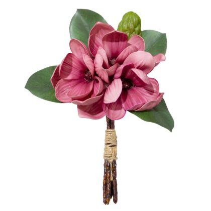 R. MAGNOLIA (PETALAS DE EVA PINTADO A MAO E FOLHAS TOQUE REAL) - ALT 26 CM (XF006-3)