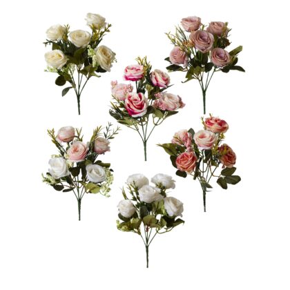 BUQUE DE MINI ROSA X 5 (6 CORES) - ALT 29 CM (YH032)