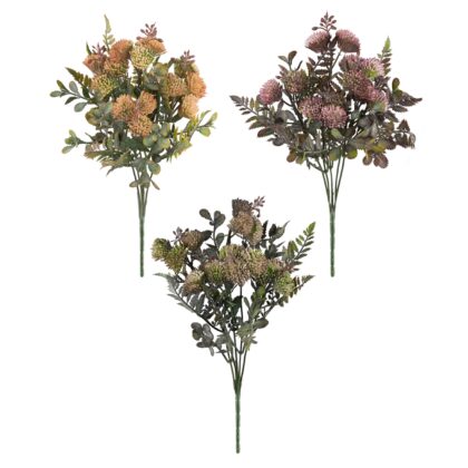 BUQUE FOLHAGEM COM SEMENTE (3 CORES) - ALT 34 CM (B242)