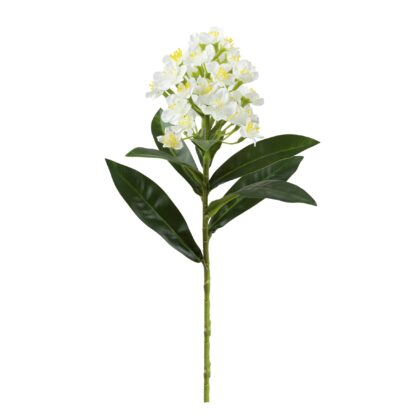 HASTE FLORES COM FOLHAGEM UV BRANCO - ALT 33 CM (SH567-BR)