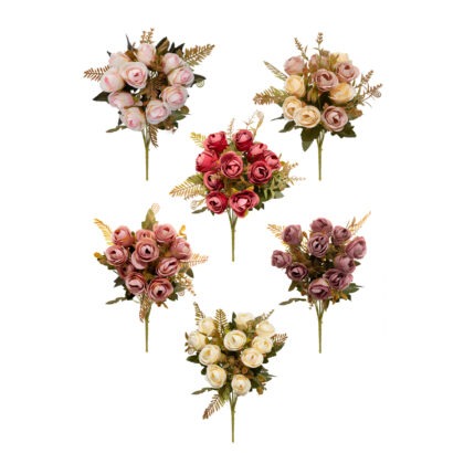 BUQUE MINI ROSA X 10 (6 CORES) - ALT 29 CM (SH720)