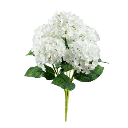 BUQUÊ HORTÊNSIA BRANCO X 5 PROTEÇÃO UV - ALT 42 CM (SH569-BR)